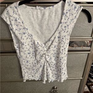 Cotton On White and Blue Floral Tank Top